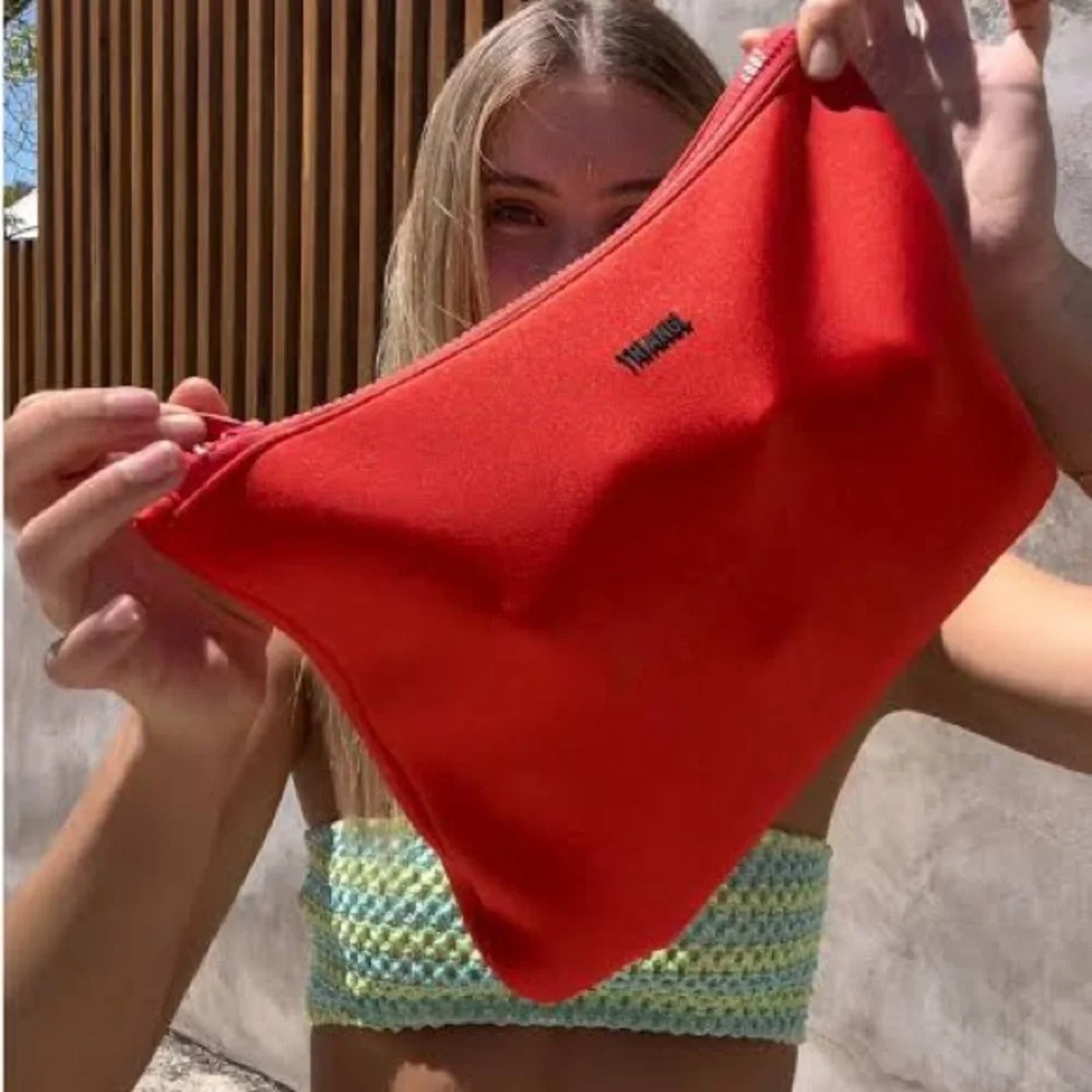 TRIANGL BIKINI Tangerine Neoprene Zip Pouch Travel Vacation Swim Beach